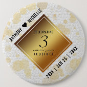 エレガントな3年目のレザー結婚記念日 缶バッジ (正面)