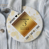 エレガントな3年目のレザー結婚記念日 缶バッジ (インサイチュ)