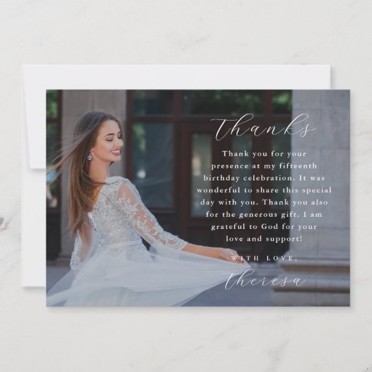 エレガントな3枚の写真のキンセアニエラお礼カード 招待状 (正面)