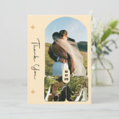 エレガントな3枚の写真の結婚式お礼カード 招待状 (スタンド正面)