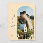 エレガントな3枚の写真の結婚式お礼カード 招待状 (正面/裏面)