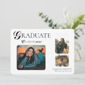 エレガントな3枚の写真を使った卒業証書 招待状 (スタンド正面)