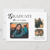エレガントな3枚の写真を使った卒業証書 招待状 (正面)