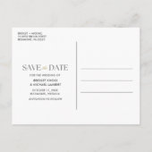 エレガントな3枚の写真を使った結婚式のSave the Date 案内ポストカード (裏面)