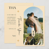 エレガントな3枚写真 ウェディング サンクスカード 招待状 (正面/裏面)