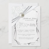 エレガントな30周年パールアニバーサリーデザイン 招待状 (正面)