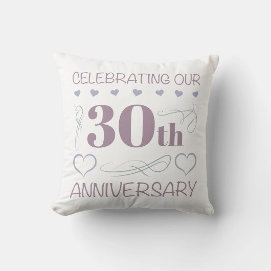 エレガントな30周年結婚記念日 パープル クッション (正面)