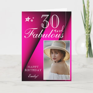 エレガントな30歳の誕生日写真テンプレート カスタマイズ可能 カード