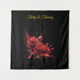 エレガントな30歳の誕生日 - ローズ イン ブルーム タペストリー