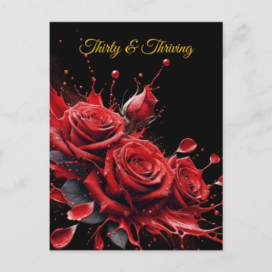 エレガントな30歳の誕生日 - ローズ イン ブルーム ポストカード (正面)