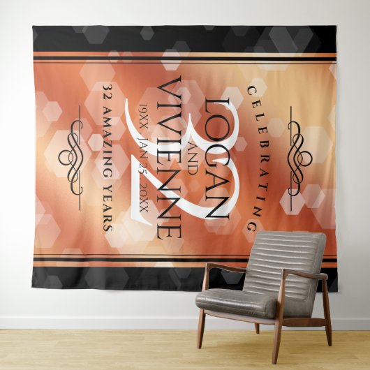 エレガントな32周年ブロンズ結婚記念日 タペストリー (インサイチュ(横))