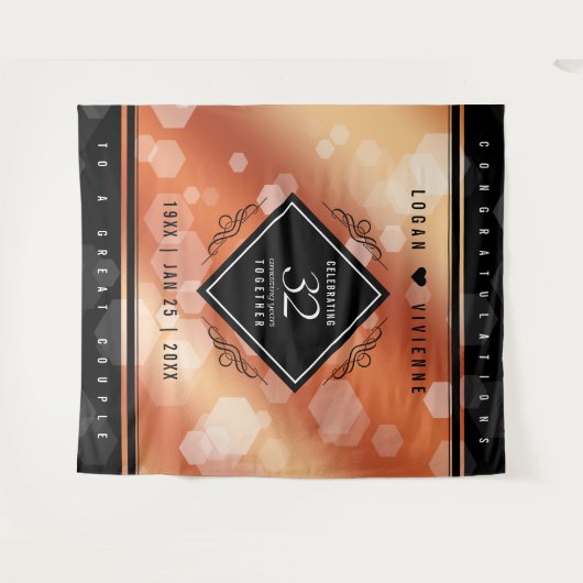 エレガントな32周年 ブロンズ 結婚記念日 タペストリー (正面(横))