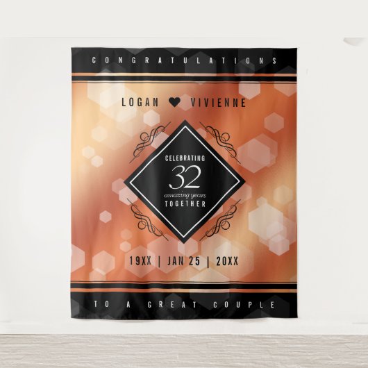 エレガントな32周年 ブロンズ 結婚記念日 タペストリー (正面)