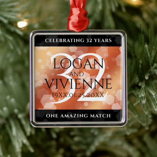 エレガントな32周年 ブロンズ 結婚記念日 メタルオーナメント (ツリー)