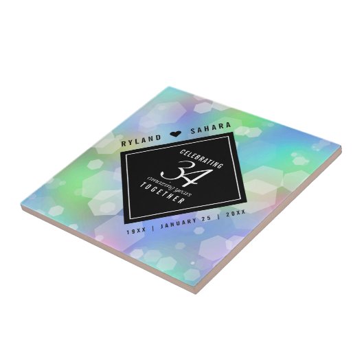 エレガントな34周年オパール結婚記念日お祝い タイル (側面)