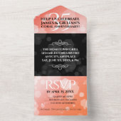 エレガントな35周年コーラル結婚記念日お祝い オールインワン招待状 (内側)