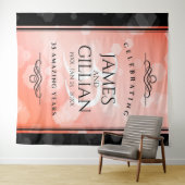 エレガントな35周年珊瑚婚式お祝い タペストリー (インサイチュ(横))