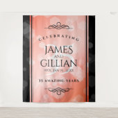 エレガントな35周年珊瑚婚式お祝い タペストリー (正面)