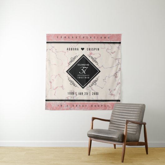 エレガントな37周年アルバスター結婚記念日 タペストリー (インサイチュ)