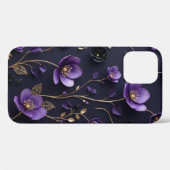 エレガントな3Dパープル&ゴールドの花柄ボタニカルデザイン Case-Mate iPhoneケース (裏面 (横))
