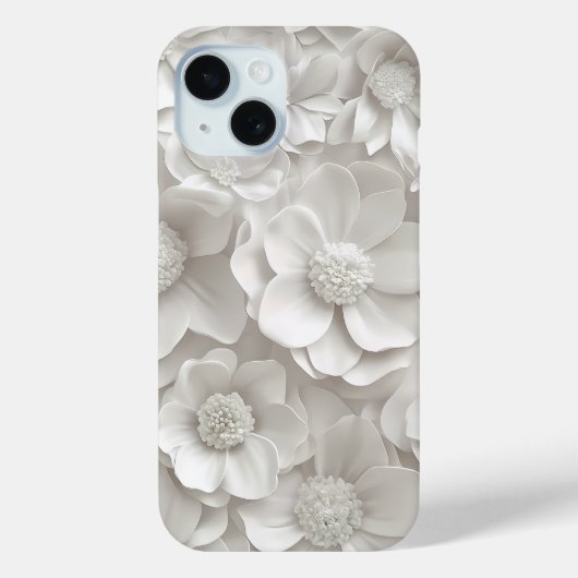 エレガントな3Dホワイトフラワーモチーフのスマホケース Case-Mate iPhoneケース (裏面)