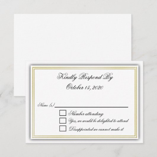 エレガントな3D RSVP カード (正面/裏面)