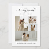 エレガントな4枚の写真で結婚したてのクリスマス シーズンカード (正面)
