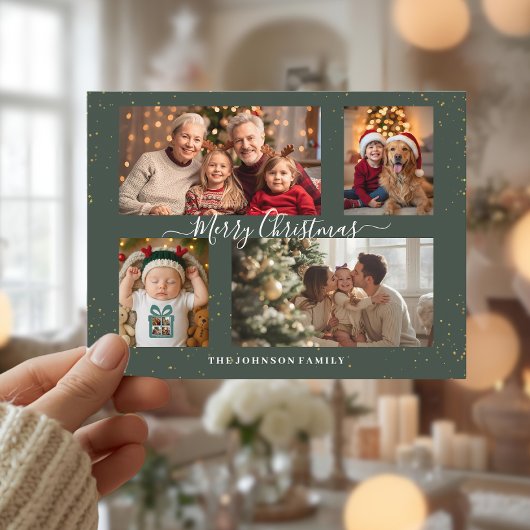 エレガントな4枚の写真入りクリスマスカード シーズンポストカード