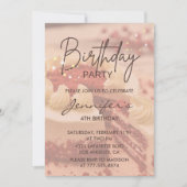 エレガントな4歳の誕生日招待状 Cake Chic 招待状 (正面)