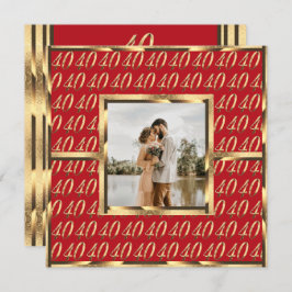 エレガントな40周年ルビー結婚記念日招待状 招待状