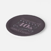 エレガントな40周年結婚記念日 紫 ペーパープレート (アングル)