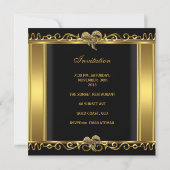 エレガントな40歳の誕生日ゴールドブラックジュエルリボン 招待状 (裏面)