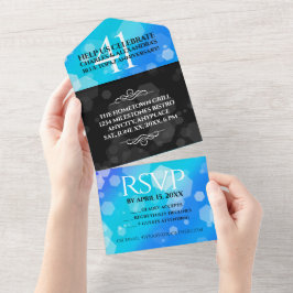 エレガントな41周年ブルートパーズ結婚記念日 オールインワン招待状