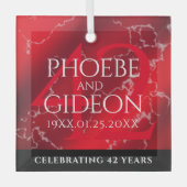 エレガントな42周年ジャスパー結婚記念日 ガラスオーナメント (正面)