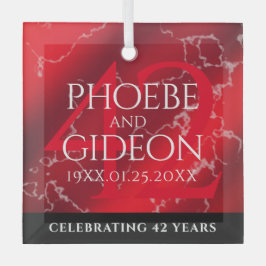 エレガントな42周年ジャスパー結婚記念日 ガラスオーナメント