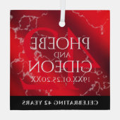 エレガントな42周年ジャスパー結婚記念日 ガラスオーナメント (裏面)