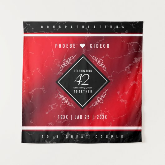 エレガントな42周年ジャスパー結婚記念日 タペストリー (正面)