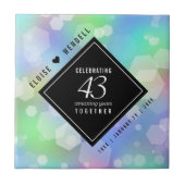 エレガントな43周年オパール結婚記念日お祝い タイル (正面)