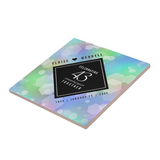 エレガントな43周年オパール結婚記念日お祝い タイル (側面)