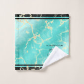 エレガントな44周年ターコイズ色の結婚記念日 バスタオルセット (ウォッシュタオル)