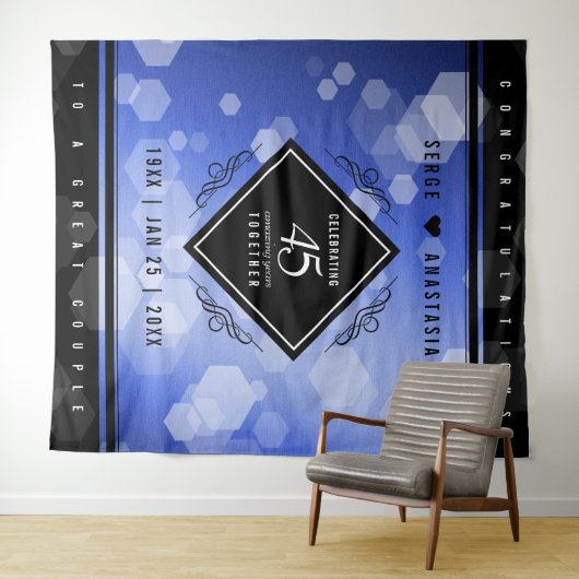エレガントな45周年サファイア結婚記念日 タペストリー (インサイチュ(横))