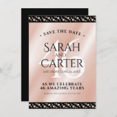 エレガントな46周年パールウェディングアニバーサリーセレブレーション セーブザデート (正面/裏面)