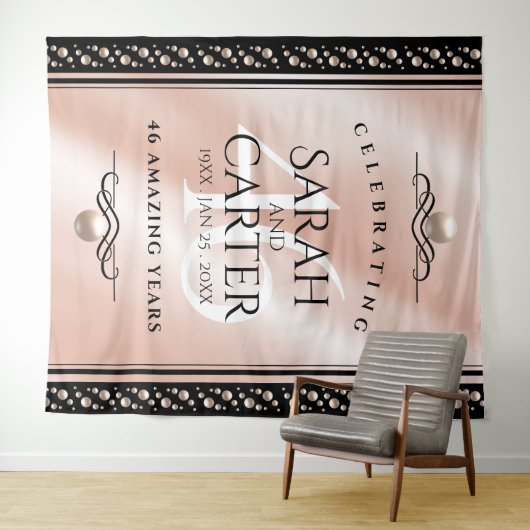 エレガントな46周年パールウェディングアニバーサリーセレブレーション タペストリー (インサイチュ(横))