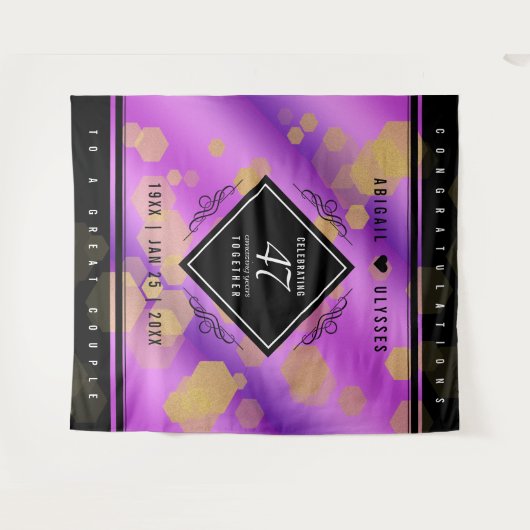 エレガントな47周年アメシスト結婚記念日 タペストリー (正面(横))