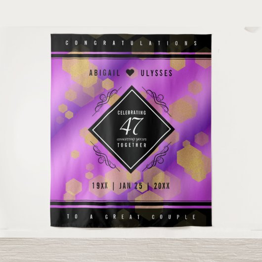 エレガントな47周年アメシスト結婚記念日 タペストリー (正面)