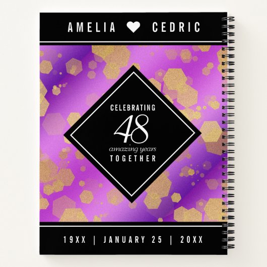 エレガントな48周年アメシスト結婚記念日ノート ノートブック (裏面)