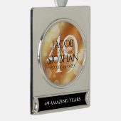 エレガントな49周年 銅婚のお祝い シルバープレートバナーオーナメント (右)