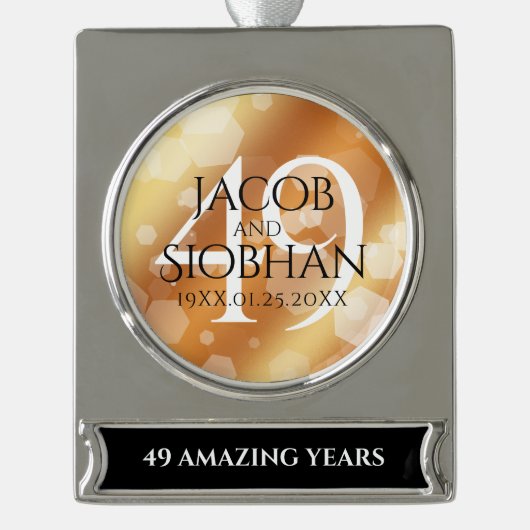 エレガントな49周年 銅婚のお祝い シルバープレートバナーオーナメント (正面)