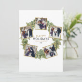 エレガントな5枚の写真のグリーンリース クリスマスカード (スタンド正面)