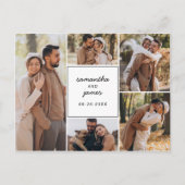 エレガントな5枚の写真の結婚式招待状 ポストカード (正面)